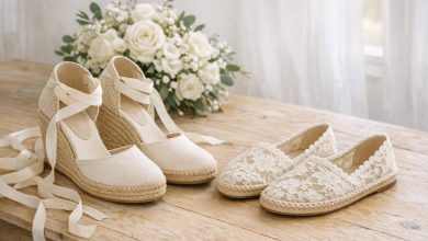 Alpargatas de novia con cuña o planas: cuál elegir según tu vestido y el tipo de boda